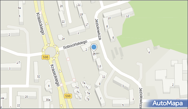 Olsztyn, Jeziołowicza Bolesława, 15, mapa Olsztyna