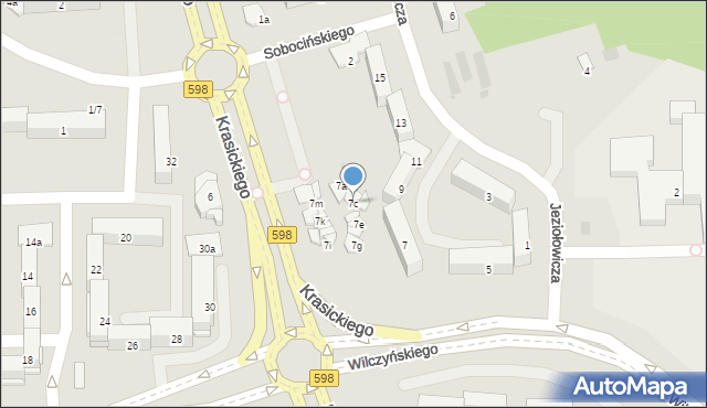 Olsztyn, Jeziołowicza Bolesława, 7c, mapa Olsztyna