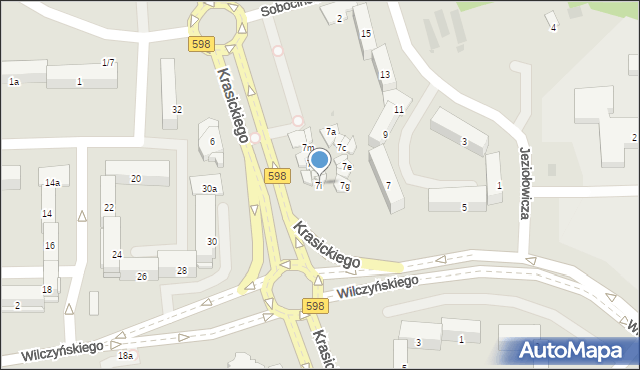 Olsztyn, Jeziołowicza Bolesława, 7i, mapa Olsztyna