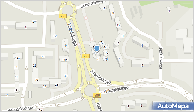 Olsztyn, Jeziołowicza Bolesława, 7j, mapa Olsztyna
