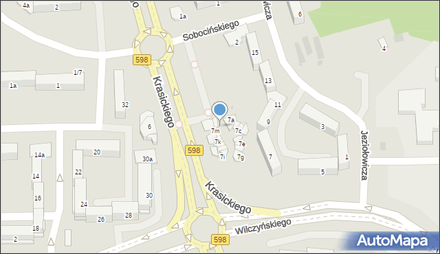 Olsztyn, Jeziołowicza Bolesława, 7p, mapa Olsztyna