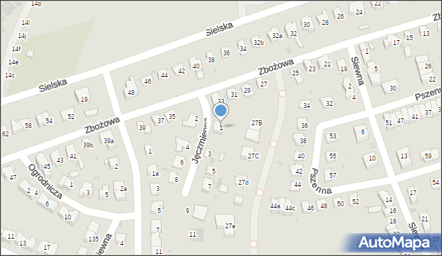 Olsztyn, Jęczmienna, 1, mapa Olsztyna