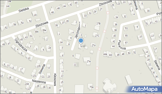 Olsztyn, Jęczmienna, 7, mapa Olsztyna