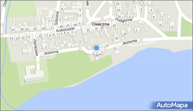 Osieczna, Jeziorna, 1a, mapa Osieczna