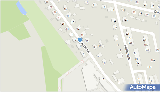 Ośno Lubuskie, Jeziorna, 7, mapa Ośno Lubuskie