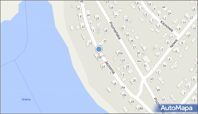 Ostroróg, Jeziorna, 12a, mapa Ostroróg