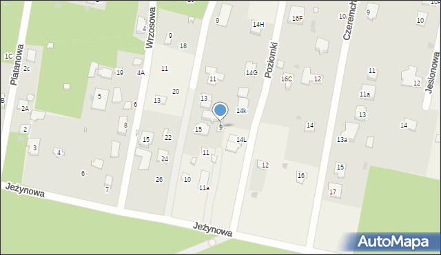 Otrębusy, Jeżynowa, 9, mapa Otrębusy