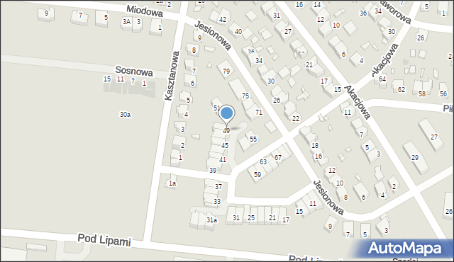 Piekary Śląskie, Jesionowa, 49, mapa Piekary Śląskie