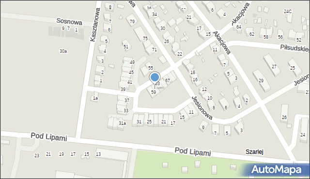 Piekary Śląskie, Jesionowa, 61, mapa Piekary Śląskie