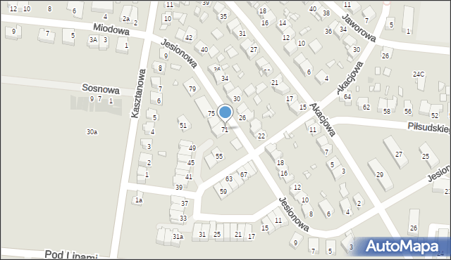 Piekary Śląskie, Jesionowa, 71, mapa Piekary Śląskie