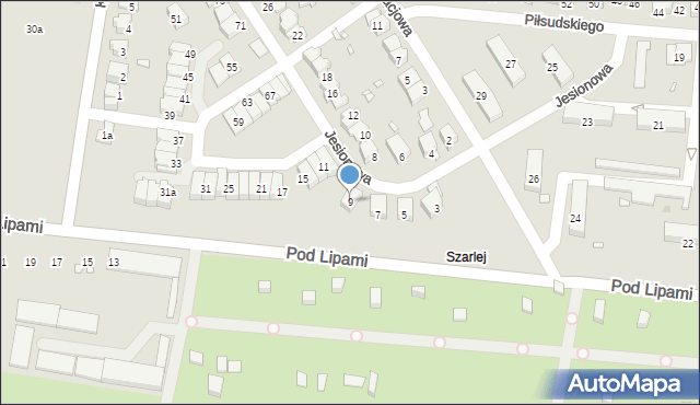 Piekary Śląskie, Jesionowa, 9, mapa Piekary Śląskie