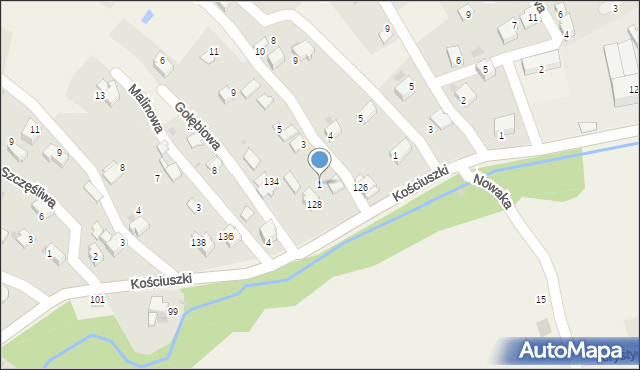 Pietrzykowice, Jesionowa, 1, mapa Pietrzykowice