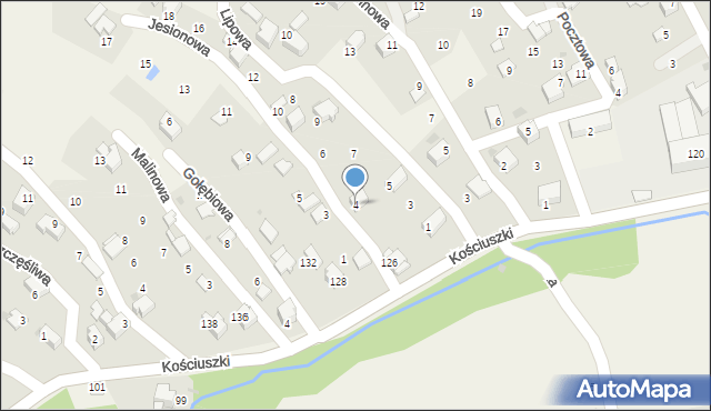 Pietrzykowice, Jesionowa, 4, mapa Pietrzykowice