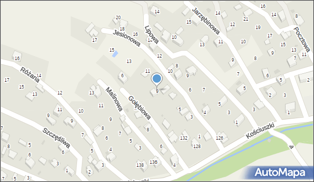 Pietrzykowice, Jesionowa, 9, mapa Pietrzykowice