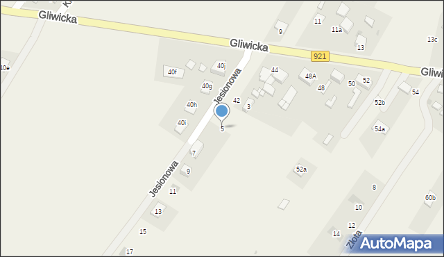 Pilchowice, Jesionowa, 5, mapa Pilchowice