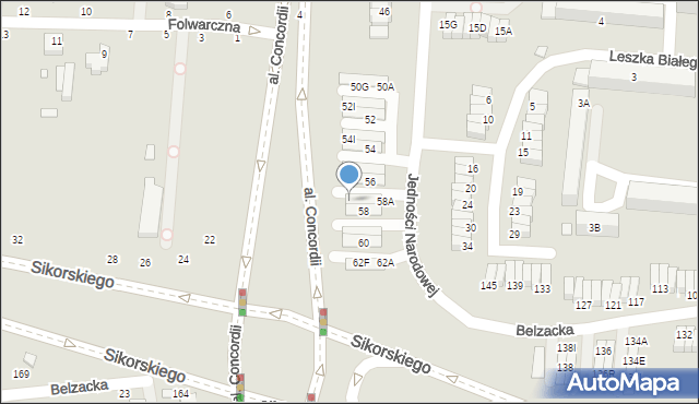 Piotrków Trybunalski, Jedności Narodowej, 58H, mapa Piotrków Trybunalski
