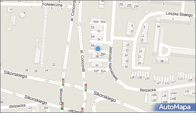 Piotrków Trybunalski, Jedności Narodowej, 58L, mapa Piotrków Trybunalski