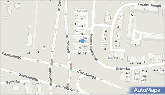 Piotrków Trybunalski, Jedności Narodowej, 60K, mapa Piotrków Trybunalski