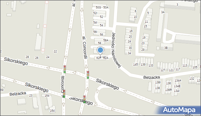 Piotrków Trybunalski, Jedności Narodowej, 62E, mapa Piotrków Trybunalski