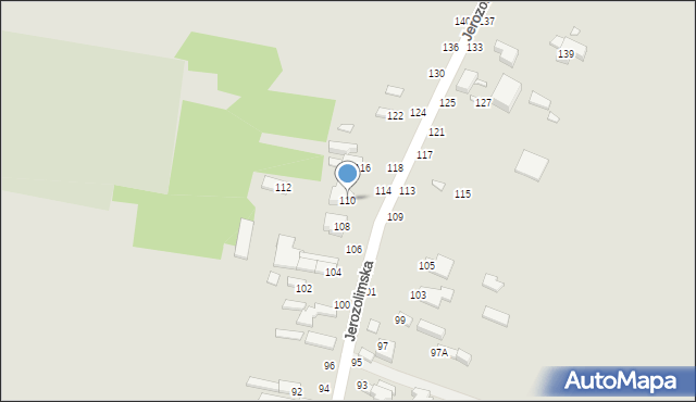 Piotrków Trybunalski, Jerozolimska, 110, mapa Piotrków Trybunalski