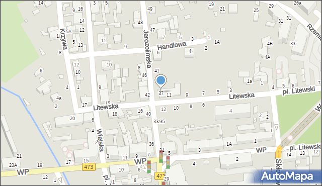 Piotrków Trybunalski, Jerozolimska, 37, mapa Piotrków Trybunalski