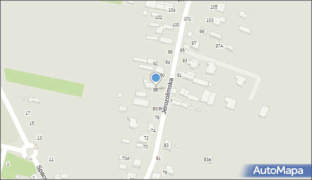 Piotrków Trybunalski, Jerozolimska, 88, mapa Piotrków Trybunalski