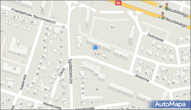 Płock, Jesienna, 7, mapa Płock