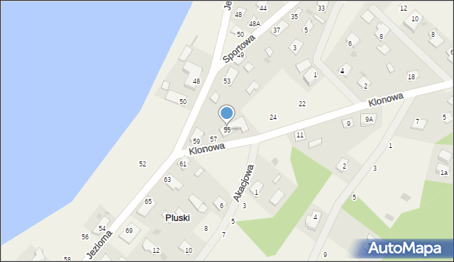Pluski, Jeziorna, 55, mapa Pluski