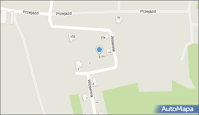 Poddębice, Jesienna, 9, mapa Poddębice