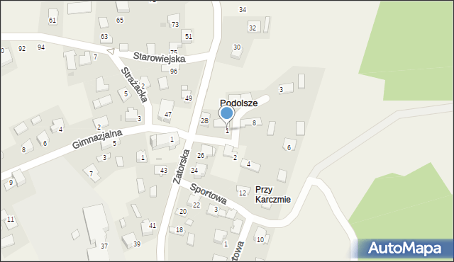 Podolsze, Jesionowa, 1, mapa Podolsze