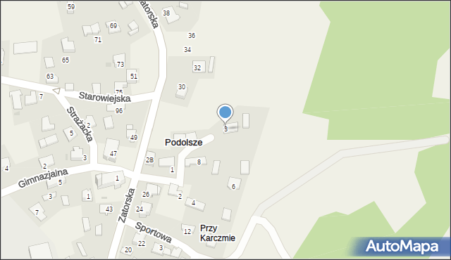 Podolsze, Jesionowa, 3, mapa Podolsze