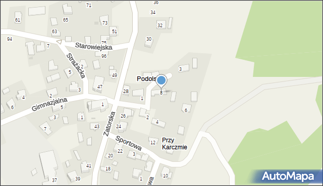 Podolsze, Jesionowa, 8, mapa Podolsze