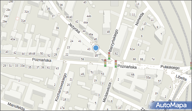 Poznań, Jeżycka, 45, mapa Poznania