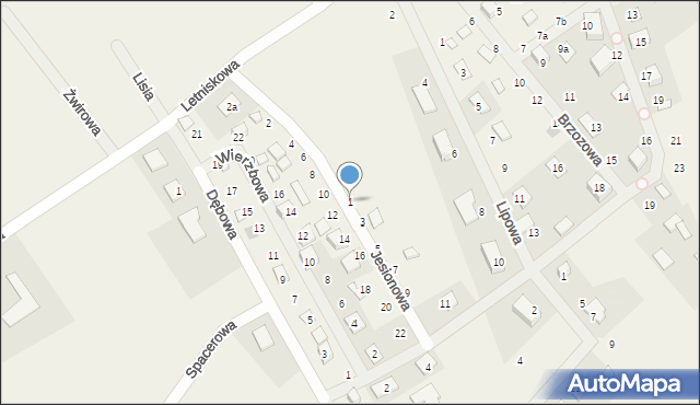 Prądocin, Jesionowa, 1, mapa Prądocin