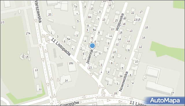Radom, Jesienna, 4, mapa Radomia