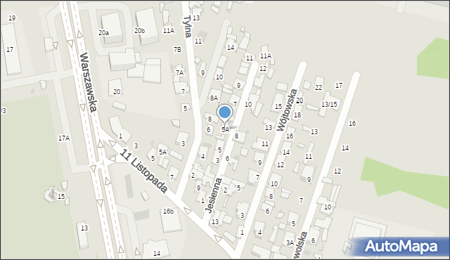 Radom, Jesienna, 5A, mapa Radomia