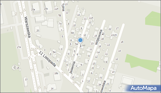 Radom, Jesienna, 8, mapa Radomia