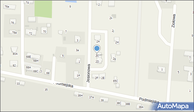 Radunica, Jesionowa, 2C, mapa Radunica