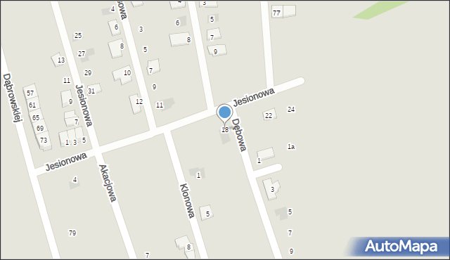 Radzionków, Jesionowa, 18, mapa Radzionków