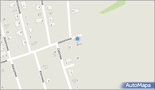 Radzionków, Jesionowa, 24, mapa Radzionków