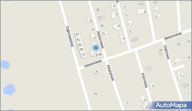 Radzionków, Jesionowa, 3, mapa Radzionków