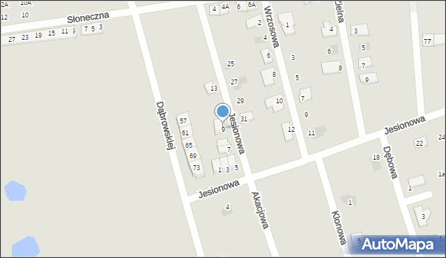Radzionków, Jesionowa, 9, mapa Radzionków
