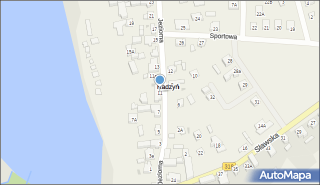 Radzyń, Jeziorna, 11, mapa Radzyń