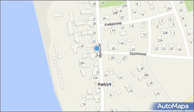Radzyń, Jeziorna, 15, mapa Radzyń