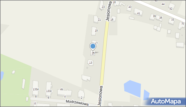 Rajkowy, Jesionowa, 15, mapa Rajkowy