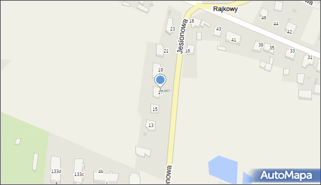 Rajkowy, Jesionowa, 17, mapa Rajkowy