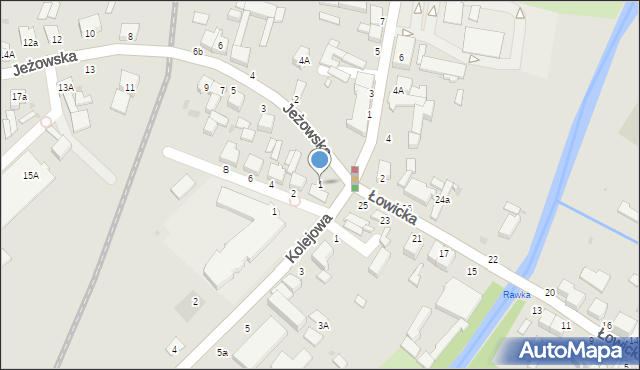 Rawa Mazowiecka, Jeżowska, 1, mapa Rawa Mazowiecka