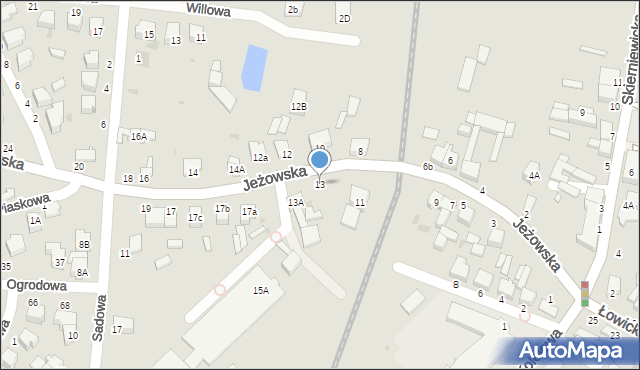 Rawa Mazowiecka, Jeżowska, 13, mapa Rawa Mazowiecka
