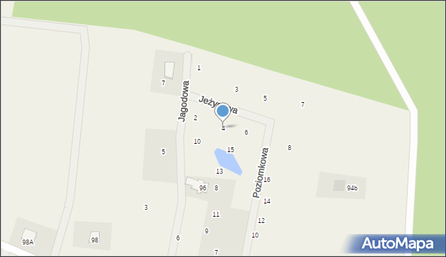 Rożno-Parcele, Jeżynowa, 4, mapa Rożno-Parcele