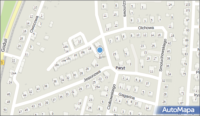 Ruda Śląska, Jesionowa, 20, mapa Rudy Śląskiej